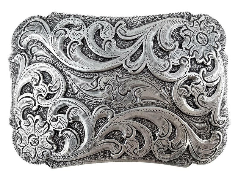 Belts.com HA0038 Western Floral Scroll Engraved Belt Buckle Fits 1-1/2"(38mm) Belt (Antique Silver) - Image 1
